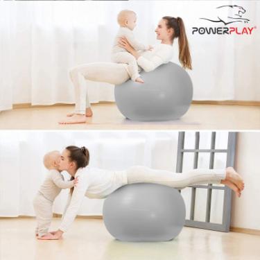 Мяч для фитнеса PowerPlay 4001 65см Сірий + помпа Фото 5