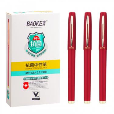 Ручка гелевая Baoke антибактеріальне покриття софт 0.5 мм, червона Фото 1