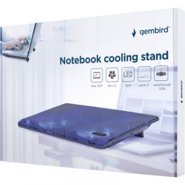 Подставка для ноутбука Gembird до 15.6", 2x125мм вентилятори, чорний Фото 5