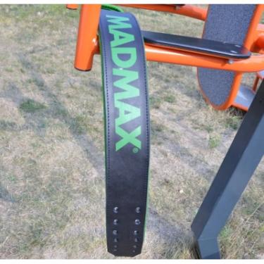 Атлетический пояс MadMax MFB-302 Quick Release Belt шкіряний Black/Green X Фото 2