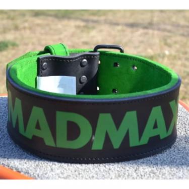 Атлетический пояс MadMax MFB-302 Quick Release Belt шкіряний Black/Green X Фото 4