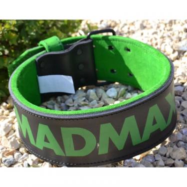 Атлетический пояс MadMax MFB-302 Quick Release Belt шкіряний Black/Green X Фото 5
