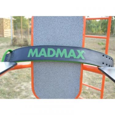 Атлетический пояс MadMax MFB-302 Quick Release Belt шкіряний Black/Green X Фото 7