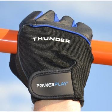 Перчатки для фитнеса PowerPlay 9058 Thunder чорно-сині M Фото 9