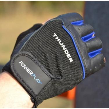 Перчатки для фитнеса PowerPlay 9058 Thunder чорно-сині M Фото 1