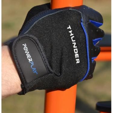 Перчатки для фитнеса PowerPlay 9058 Thunder чорно-сині M Фото 4