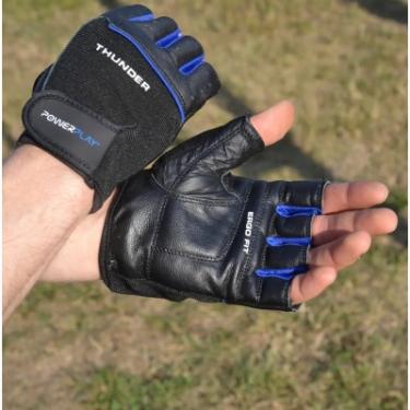 Перчатки для фитнеса PowerPlay 9058 Thunder чорно-сині M Фото 6