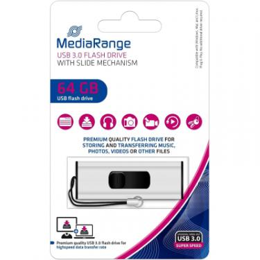 USB флеш накопитель Mediarange 64GB Black/Silver USB 3.0 Фото 3