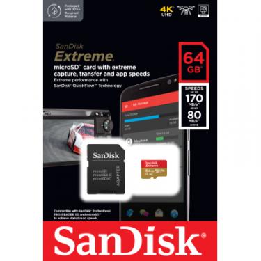 Карта памяти SanDisk 64GB microSD class 10 UHS-I U3 Extreme Фото 2