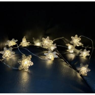 Гирлянда Chomik Сніжинки струна 2,2 м, 20 LED теплий білий, 2АА Фото 4