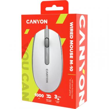 Мышка Canyon M-10 USB White Grey Фото 5