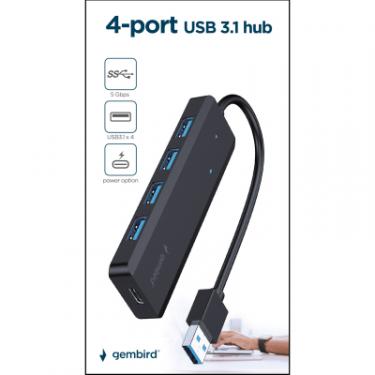 Концентратор Gembird 4 ports USB 3.1,USB-A, USB-C PD Фото 2
