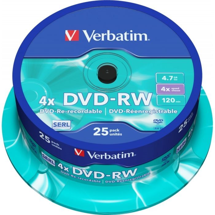Диск DVD Verbatim 4.7Gb 4x CakeBox 25 шт silver Фото