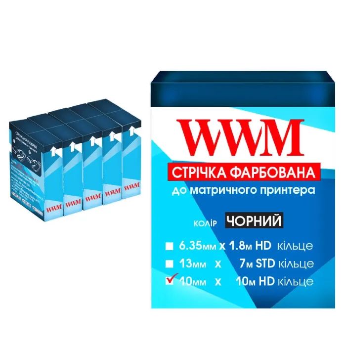 Лента к принтерам WWM 10мм х 10м Refill HD к. Black*5шт Фото
