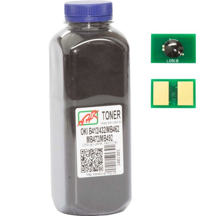 Тонер AHK OKI B412/432/MB462 250г Black +chip Фото