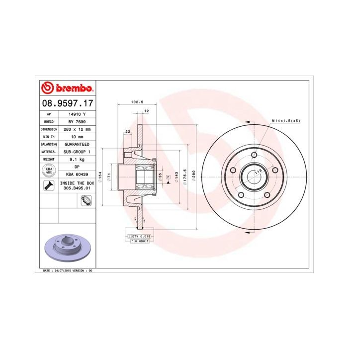 Тормозной диск Brembo 08.9597.17 Фото