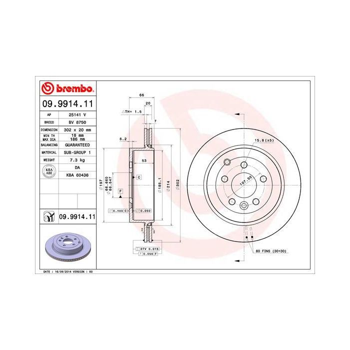 Тормозной диск Brembo 09.9914.11 Фото
