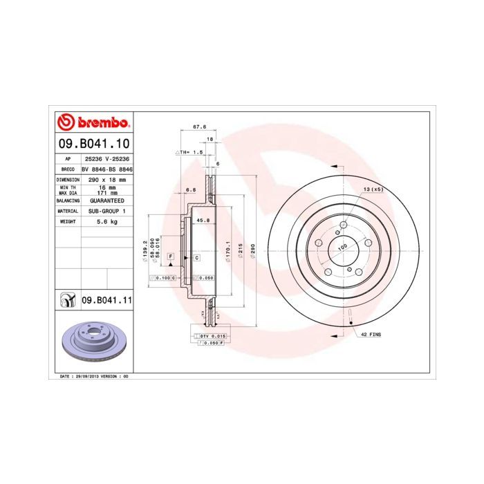 Тормозной диск Brembo 09.B041.10 Фото