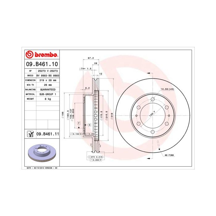 Тормозной диск Brembo 09.B461.11 Фото
