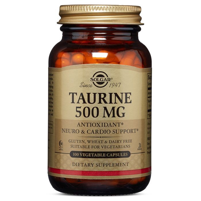 Аминокислота Solgar Таурин, Taurine, 500 мг, 100 вегетаріанських капсу Фото