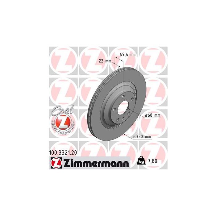 Тормозной диск ZIMMERMANN 100.3321.20 Фото