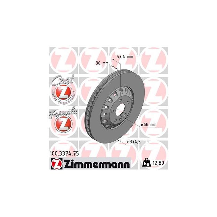 Тормозной диск ZIMMERMANN 100.3374.75 Фото