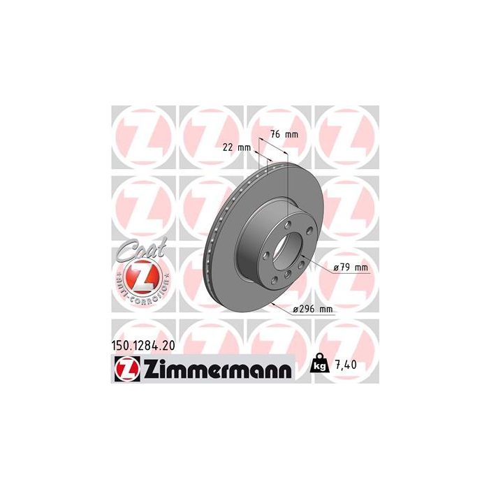 Тормозной диск ZIMMERMANN 150.1284.20 Фото