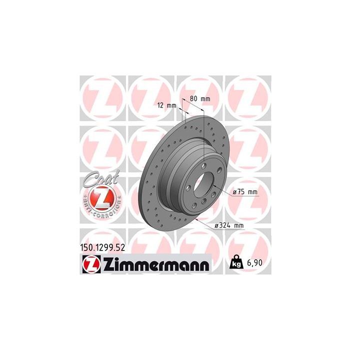 Тормозной диск ZIMMERMANN 150.1299.52 Фото
