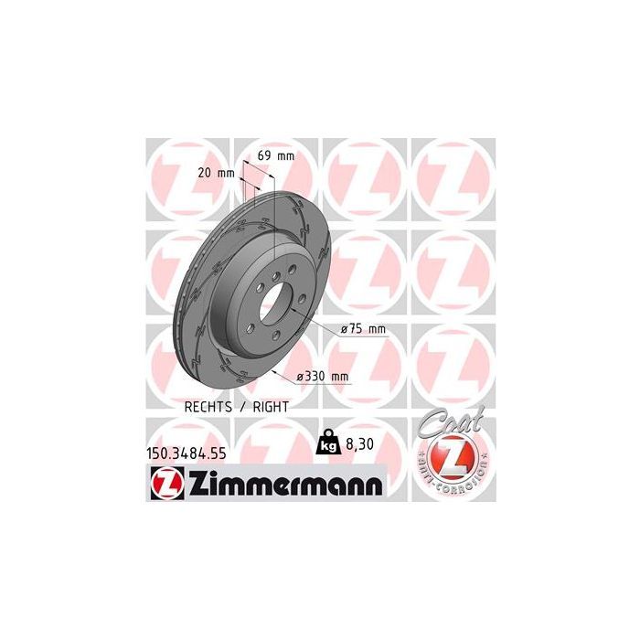 Тормозной диск ZIMMERMANN 150.3484.55 Фото