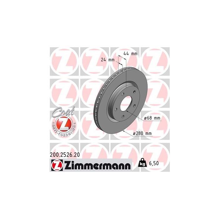 Тормозной диск ZIMMERMANN 200.2526.20 Фото