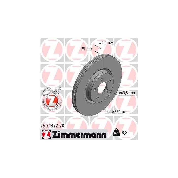 Тормозной диск ZIMMERMANN 250.1372.20 Фото