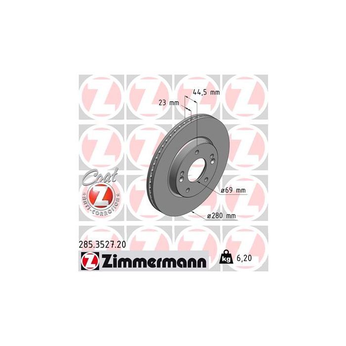 Тормозной диск ZIMMERMANN 285.3527.20 Фото