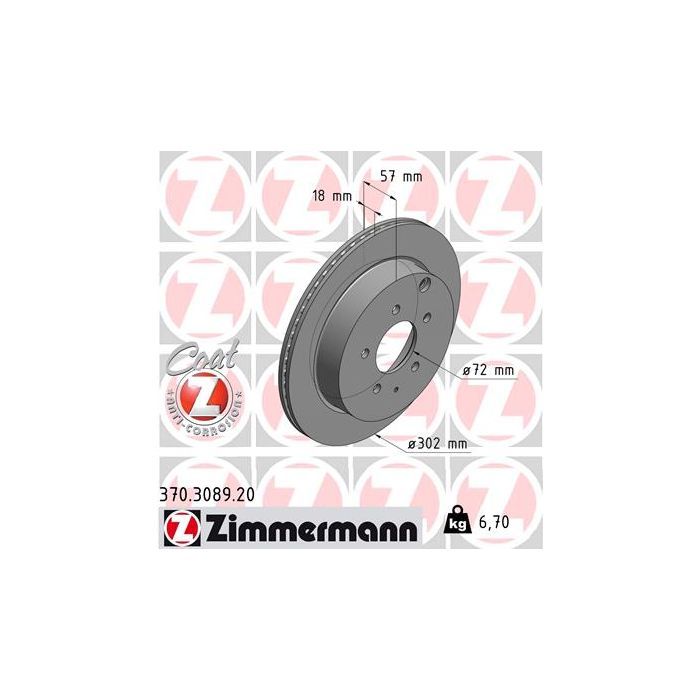 Тормозной диск ZIMMERMANN 370.3089.20 Фото