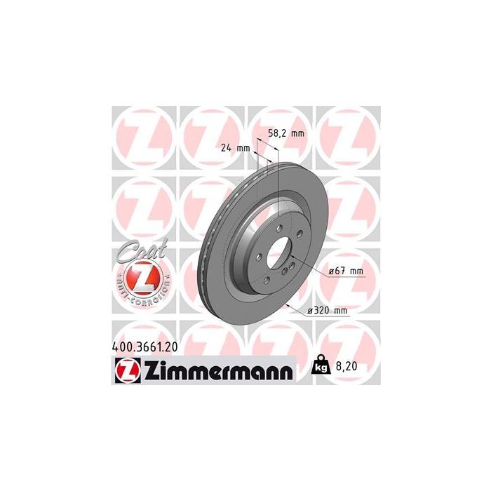Тормозной диск ZIMMERMANN 400.3661.20 Фото