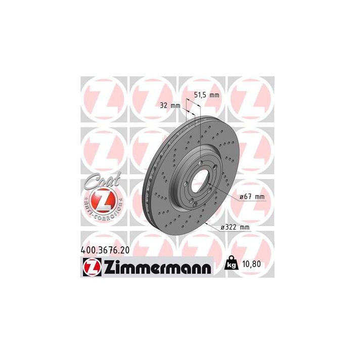 Тормозной диск ZIMMERMANN 400.3676.20 Фото