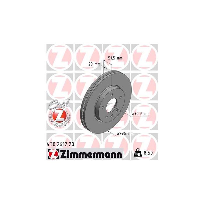 Тормозной диск ZIMMERMANN 430.2612.20 Фото