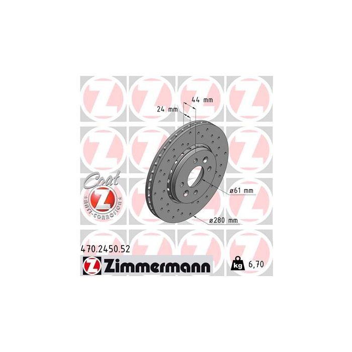 Тормозной диск ZIMMERMANN 470.2450.52 Фото