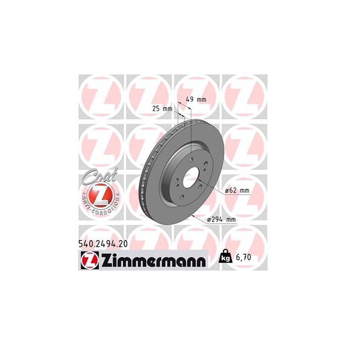 Тормозной диск ZIMMERMANN 540.2494.20 Фото