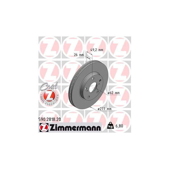 Тормозной диск ZIMMERMANN 590.2818.20 Фото