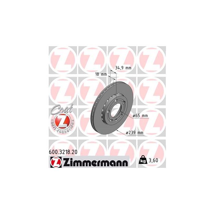 Тормозной диск ZIMMERMANN 600.3218.20 Фото