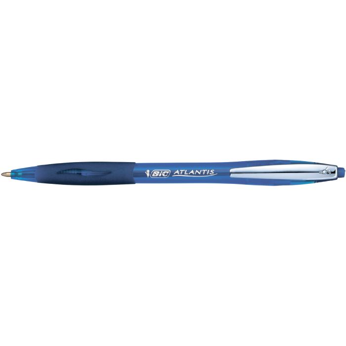 Ручка шариковая Bic автоматическая Atlantis с резиновым грипом Синяя Фото