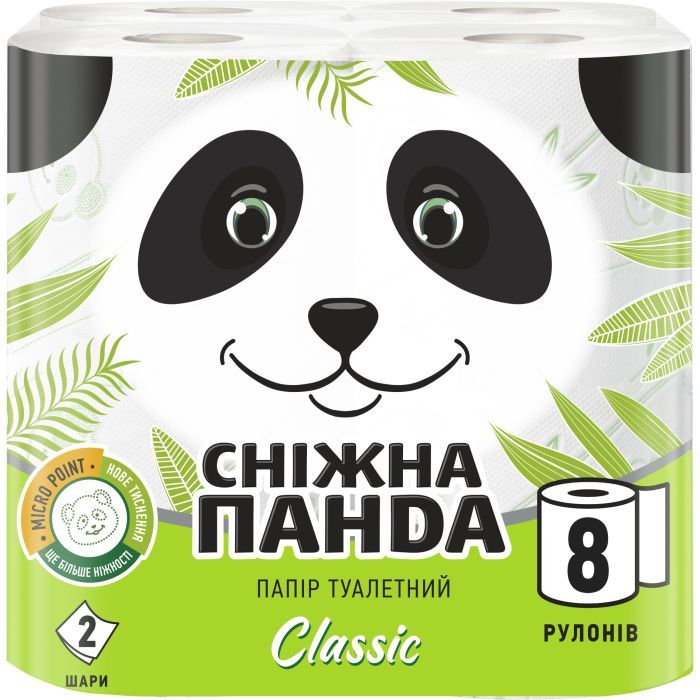 Туалетная бумага Сніжна Панда Classic 2 слоя 8 рулонов Фото