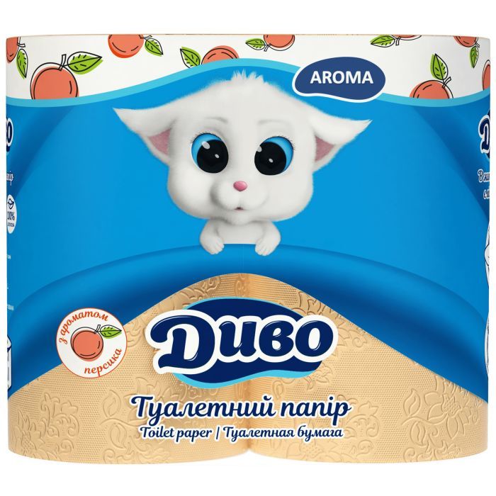Туалетная бумага Диво Aroma Персик 2 слоя оранжевая 4 рулона Фото