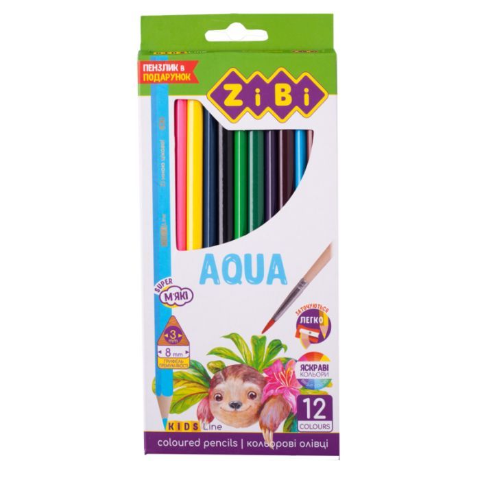 Карандаши цветные ZiBi Kids line AQUA акварельные 12 шт Фото