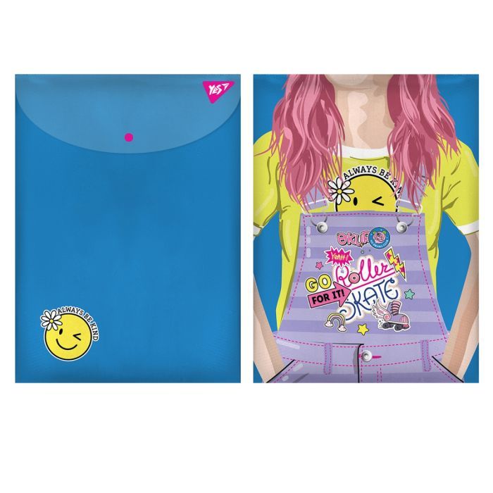 Папка - конверт Yes на кнопці А4 Smiley Girl Фото