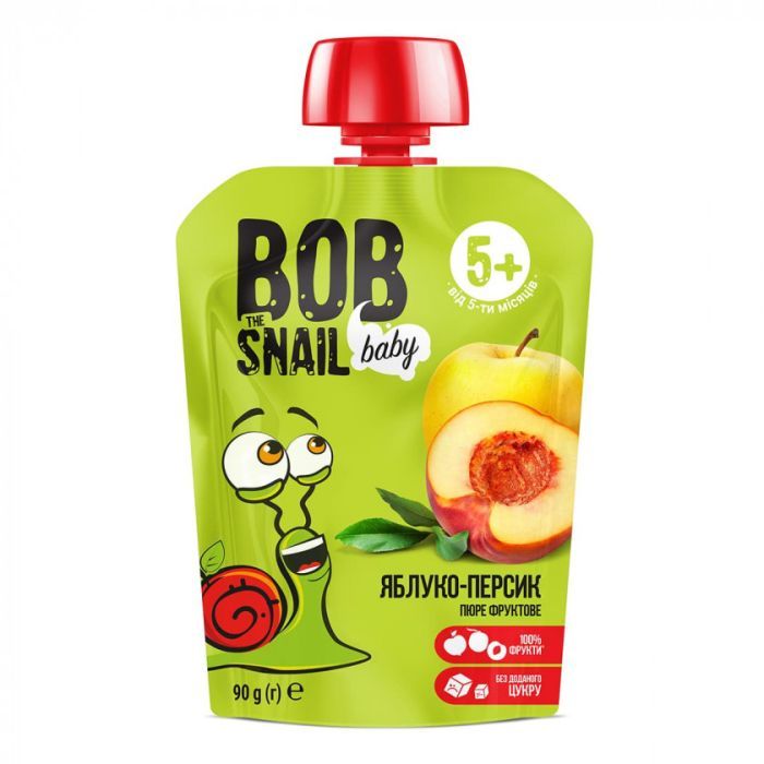 Детское пюре Bob Snail Улитка Боб Яблоко-персик 90 г Фото