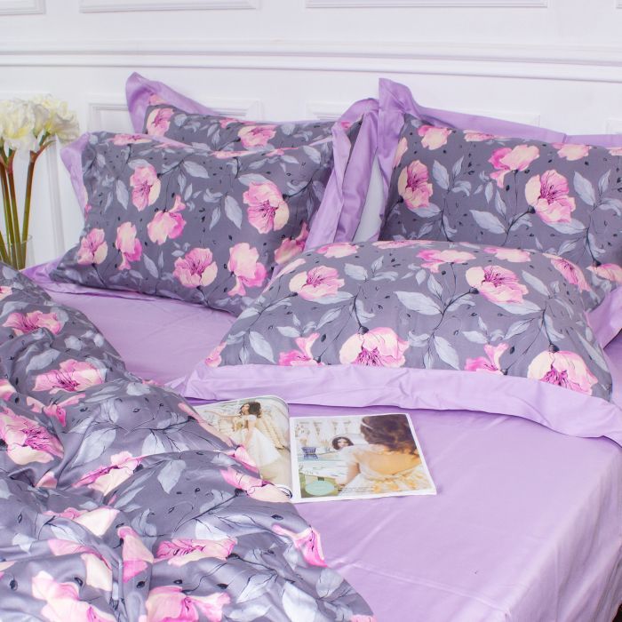Постельное белье MirSon Satin print Elit Aster 175х210 двоспальный Фото