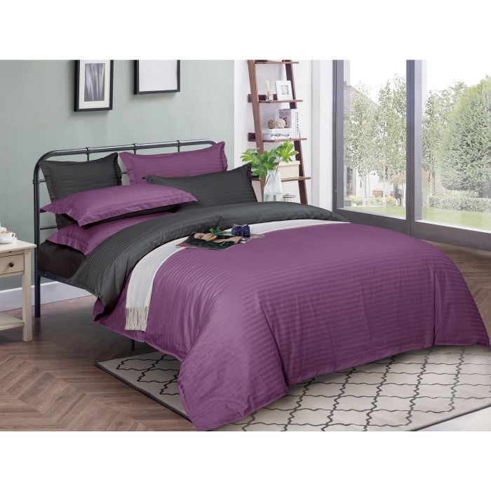 Постельное белье MirSon SatinStripe 30-0009+ 30-0012Violetta 200х220 Євро Фото