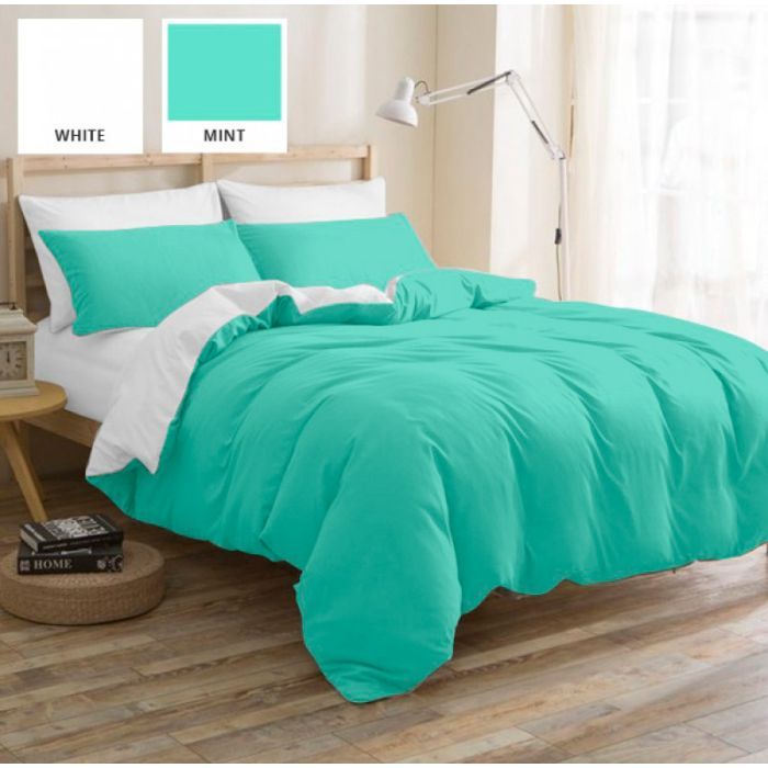 Постельное белье MirSon Бязь Premium White-Mint 175х210 Фото