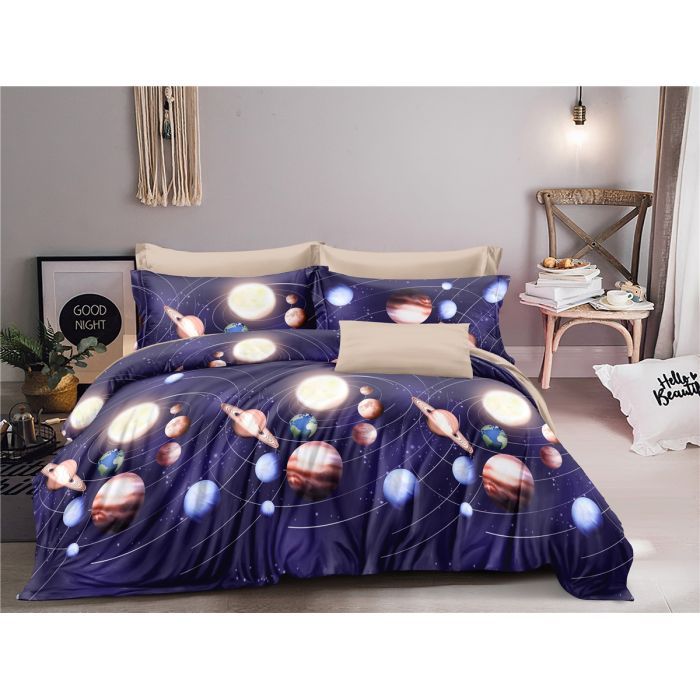 Постельное белье MirSon Сатин 22-1282 Night Space Семейный 160x220 Фото